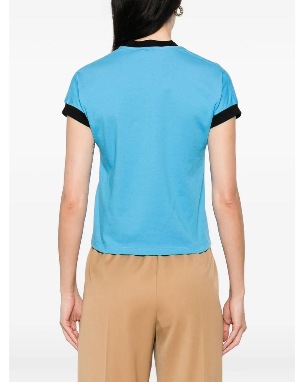 Versace Blue Vintage Cropped Stretch-Cotton T-Shirt
