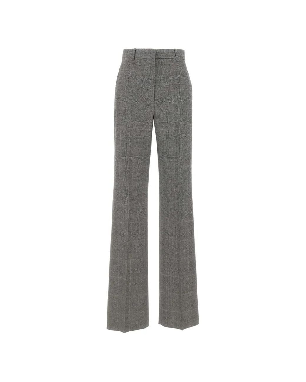 Max Mara Gray Prince Of Wales Check Wide-Leg Trousers