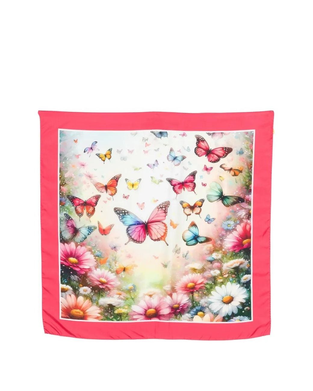 D'Aniello Pink Butterfly-Print Scarf