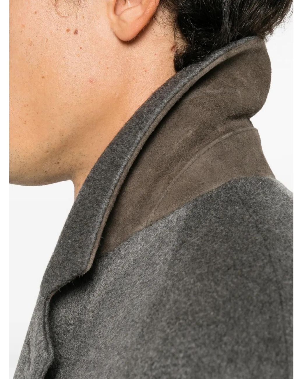 Ssstein Gray Belted Double-Breasted Coat for men