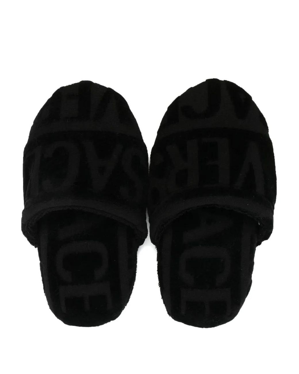 Versace Black Bath Slippers Ecoleather Cotton