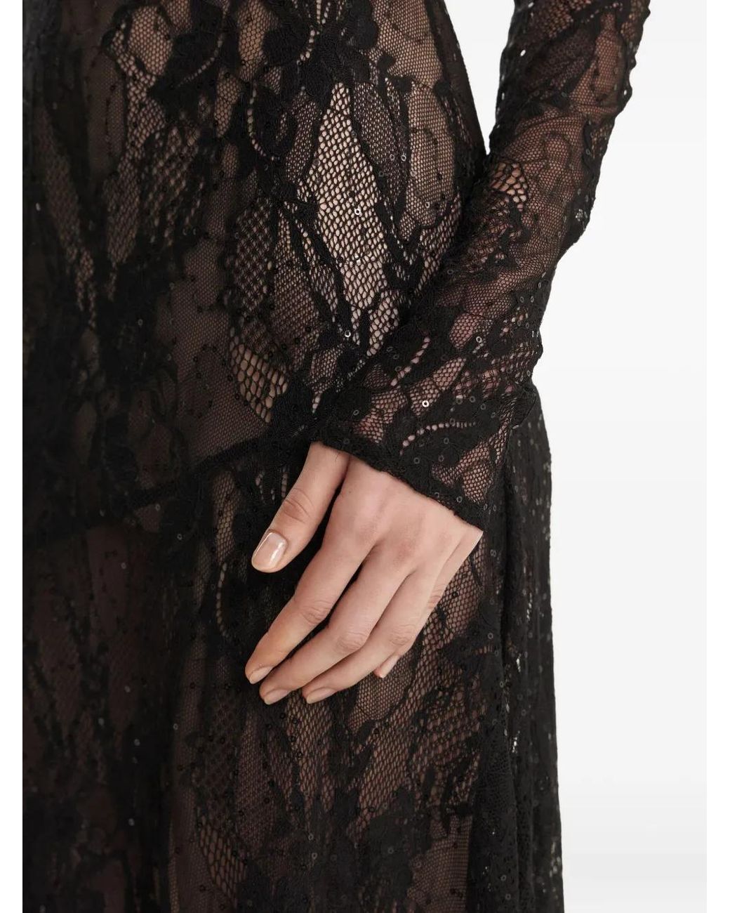 2310 STUDIO Black Sequin-Embellished Maxi Dress