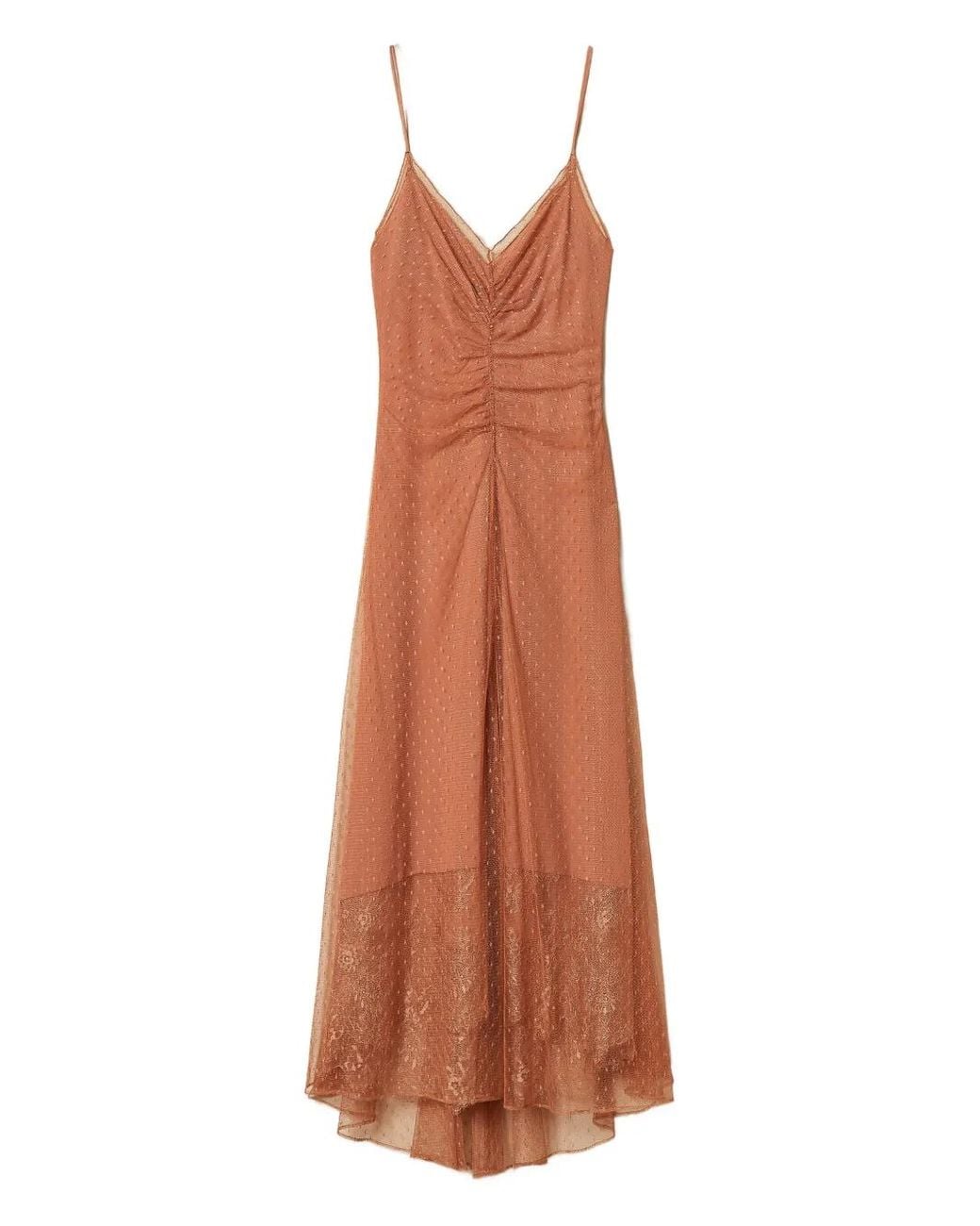 Twinset Brown Maxi Point D'Esprit Dress