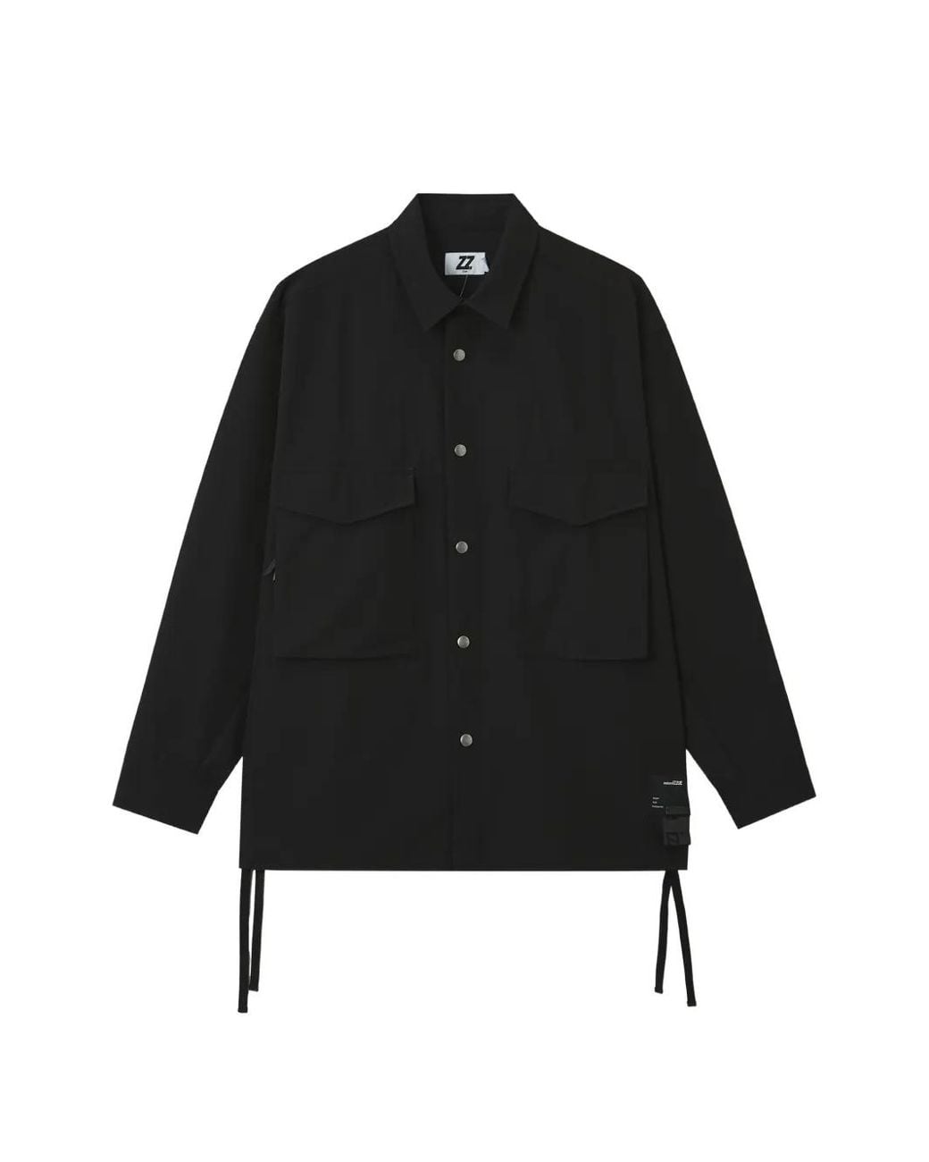 Izzue Black Tie-Details Patch-Pocket Jacket for men