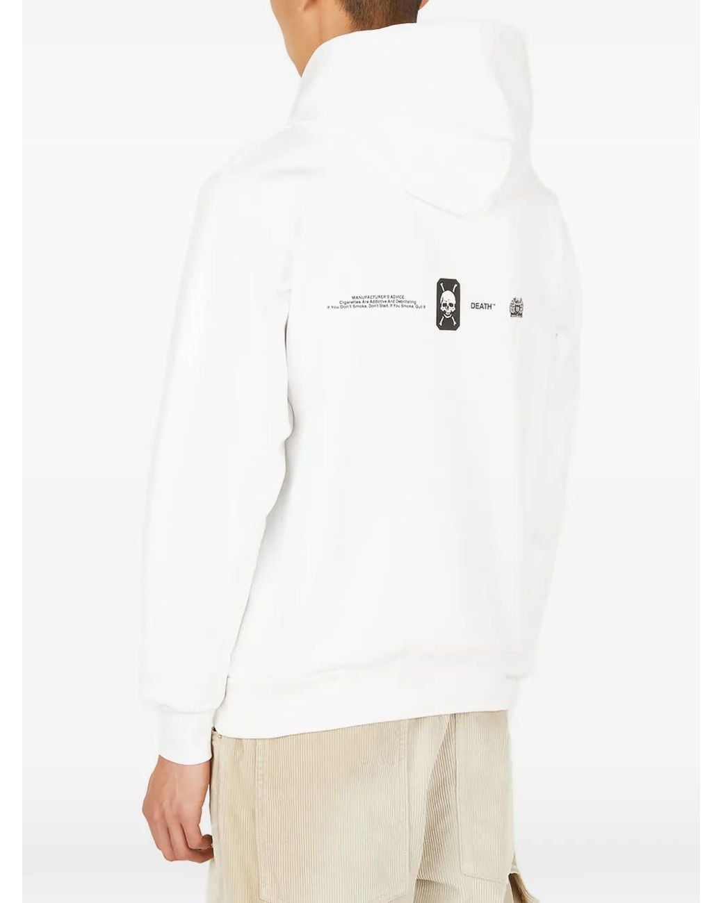 Death Cigarettes White Graphic-Print Hoodie for men