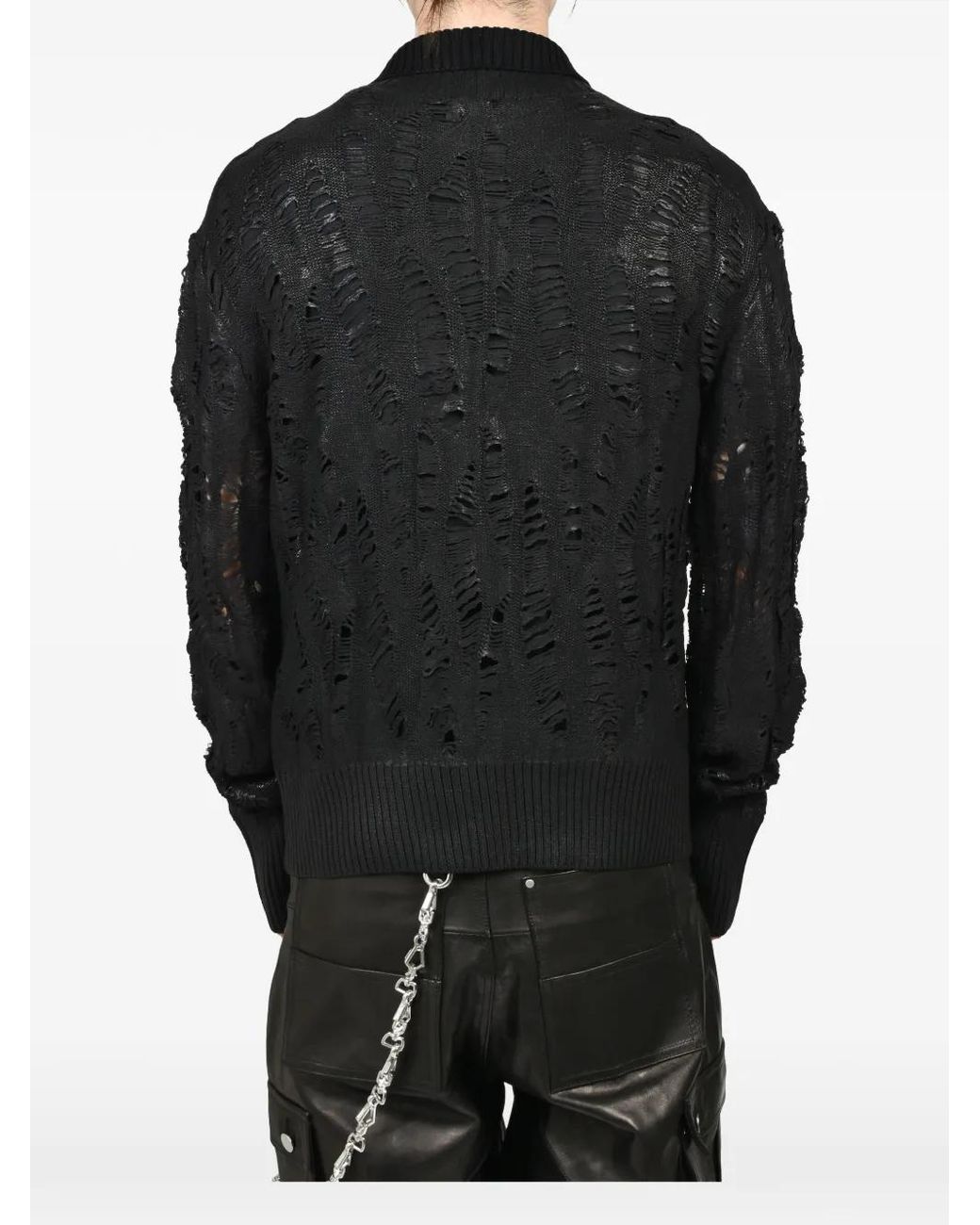 FILTH Black Distressed Zip-Up Cardigan for men