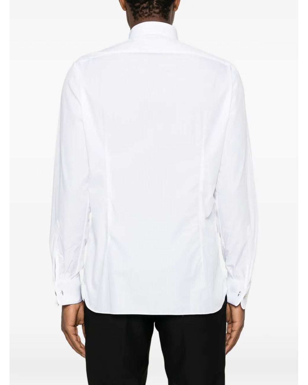 Truzzi White Pleated-Bib Wing-Collar Shirt for men