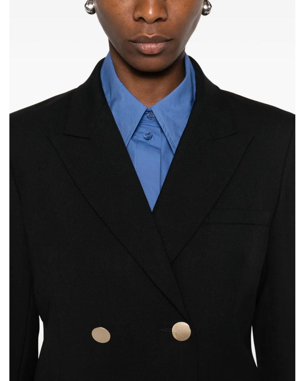 Sandro Black Double-Breasted Wool Blazer
