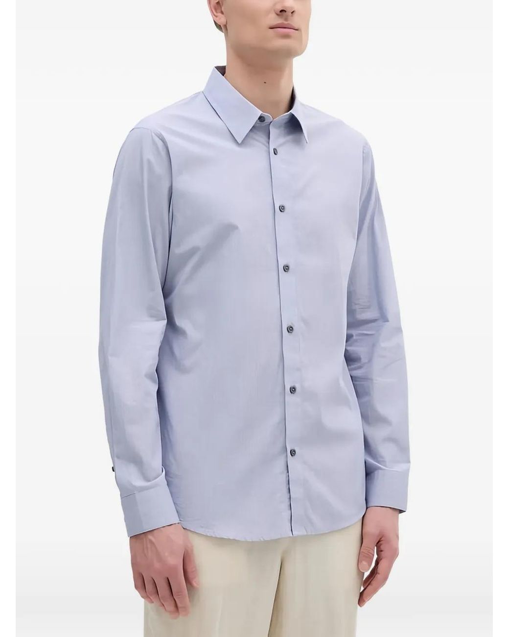 ARMANI EXCHANGE Blue Buttoned Long-Sleeves Shirt for men