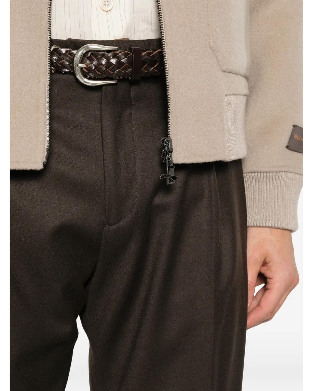 Briglia 1949 Gray Pleated Tapered Trousers for men