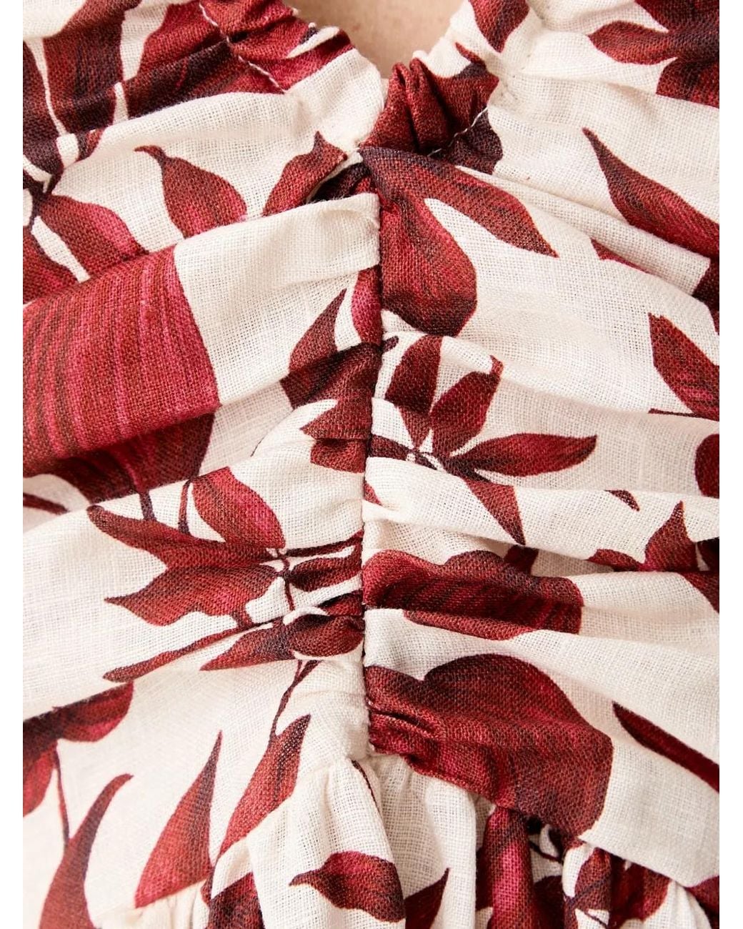 ViCOLO White Floral-Print Ruched Maxi Dress