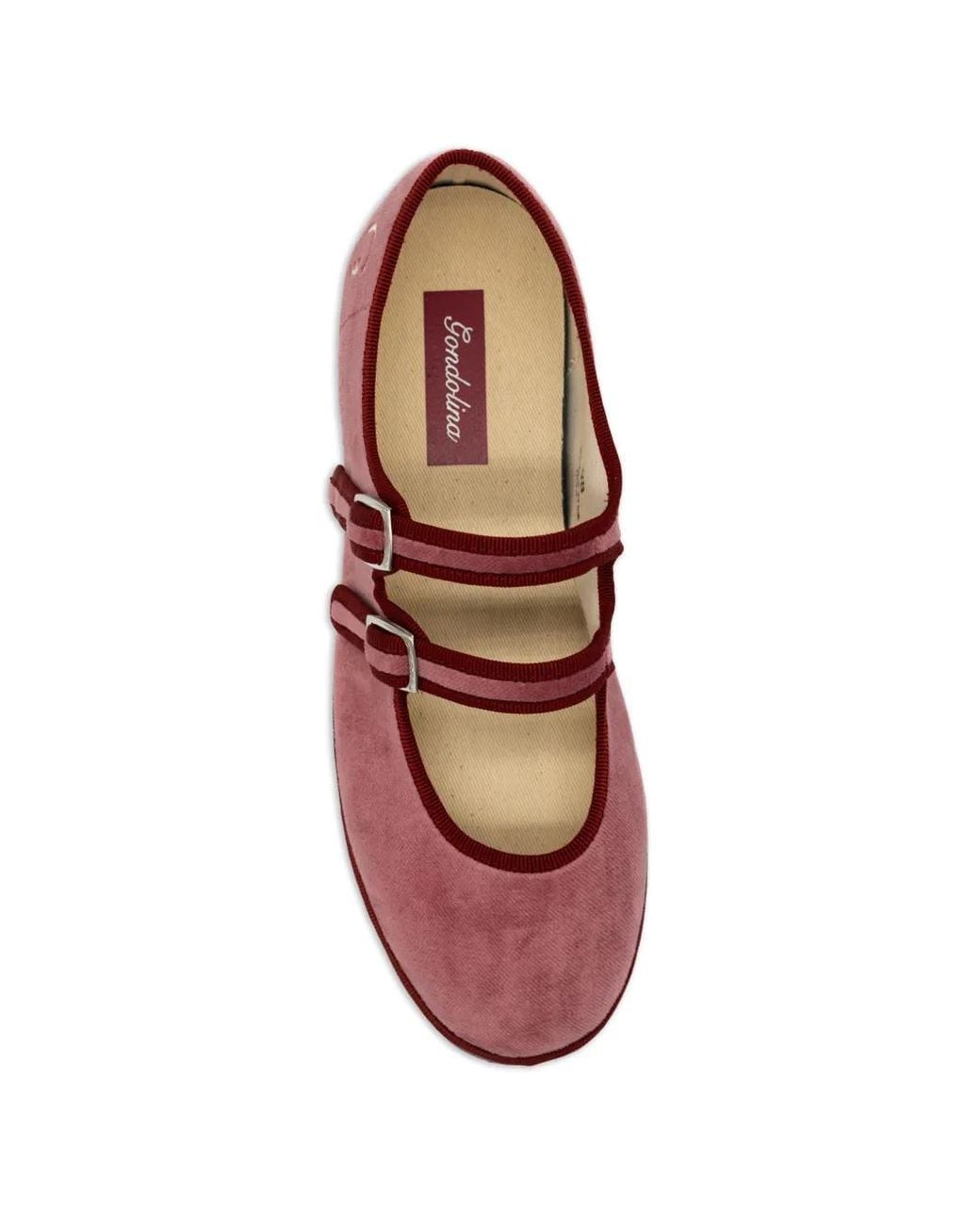 Gondolina Red Mary Jane Vevet Ballet Flat