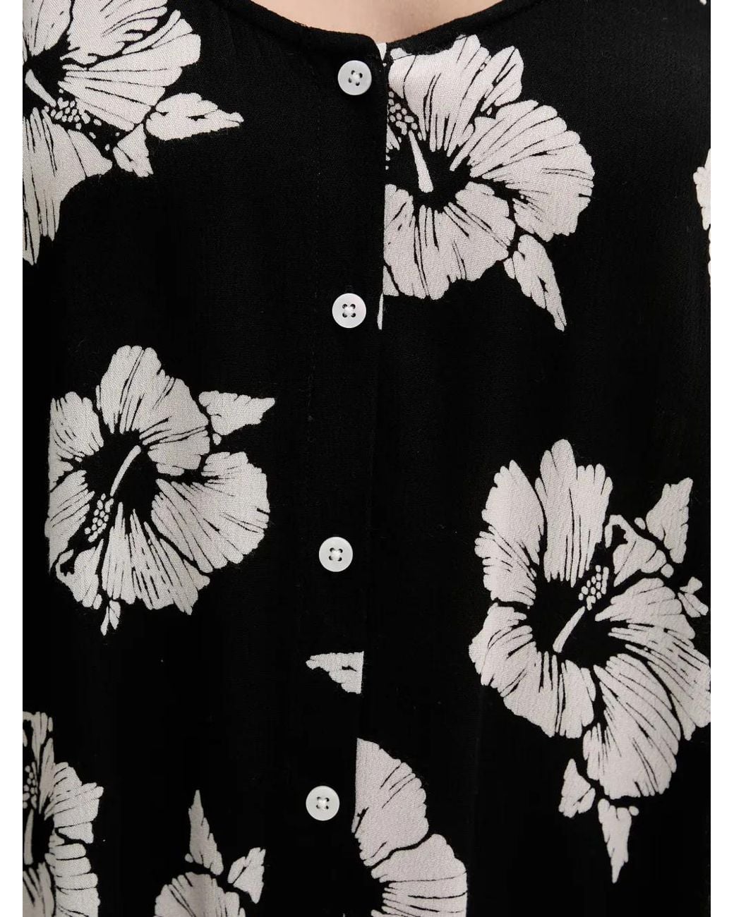 Rip Curl Black Robe Courte Party Pack Boutonnée À Fleurs