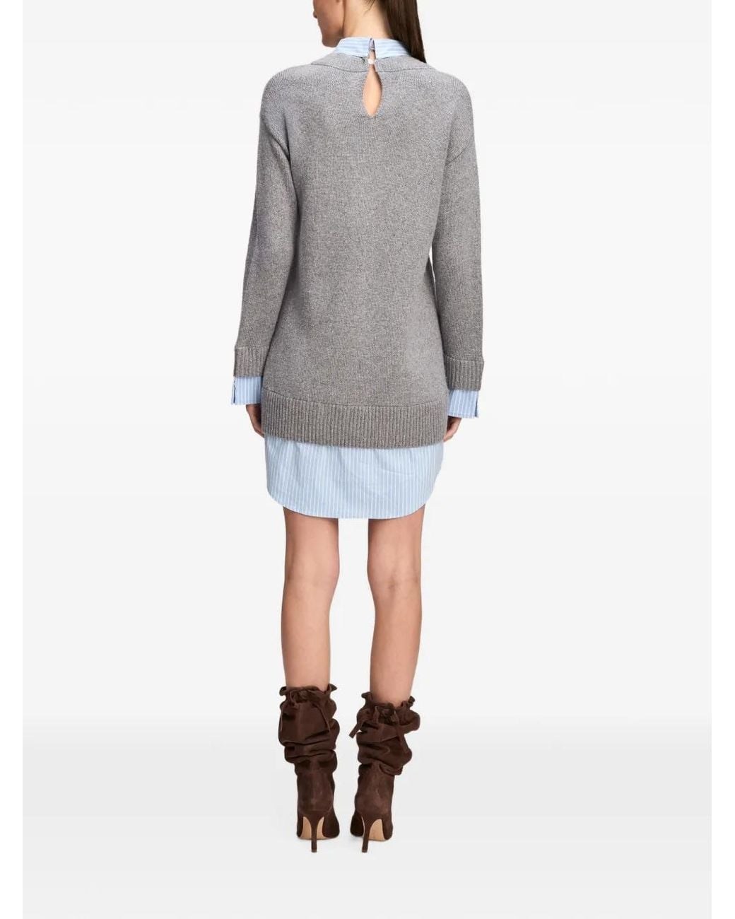 Cinq À Sept Gray Santina Crystal-Embellished Layered Mini Dress