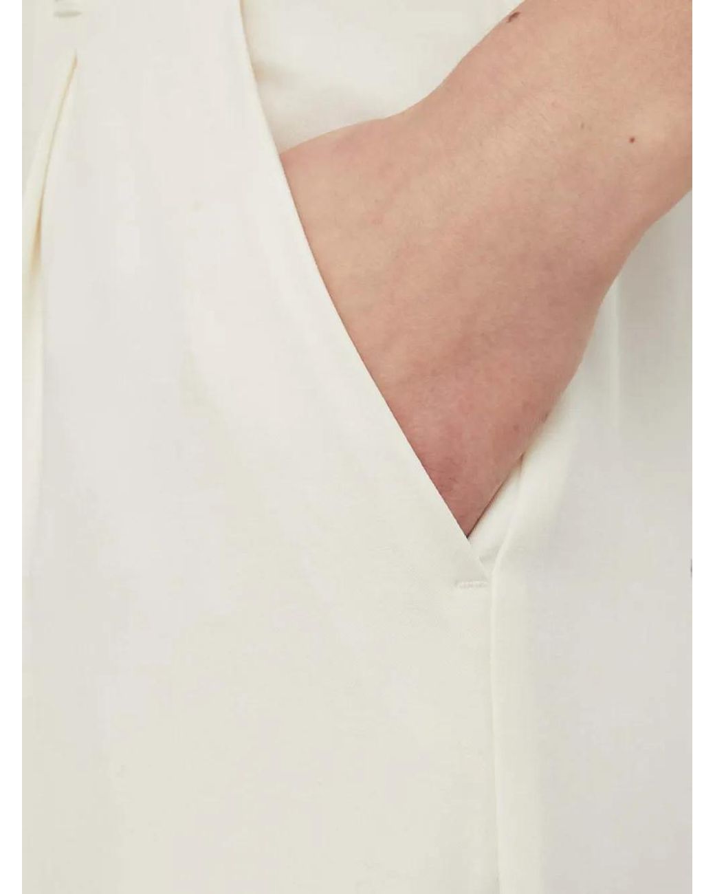Sisley White Elasticated-Waistband Cropped Trousers