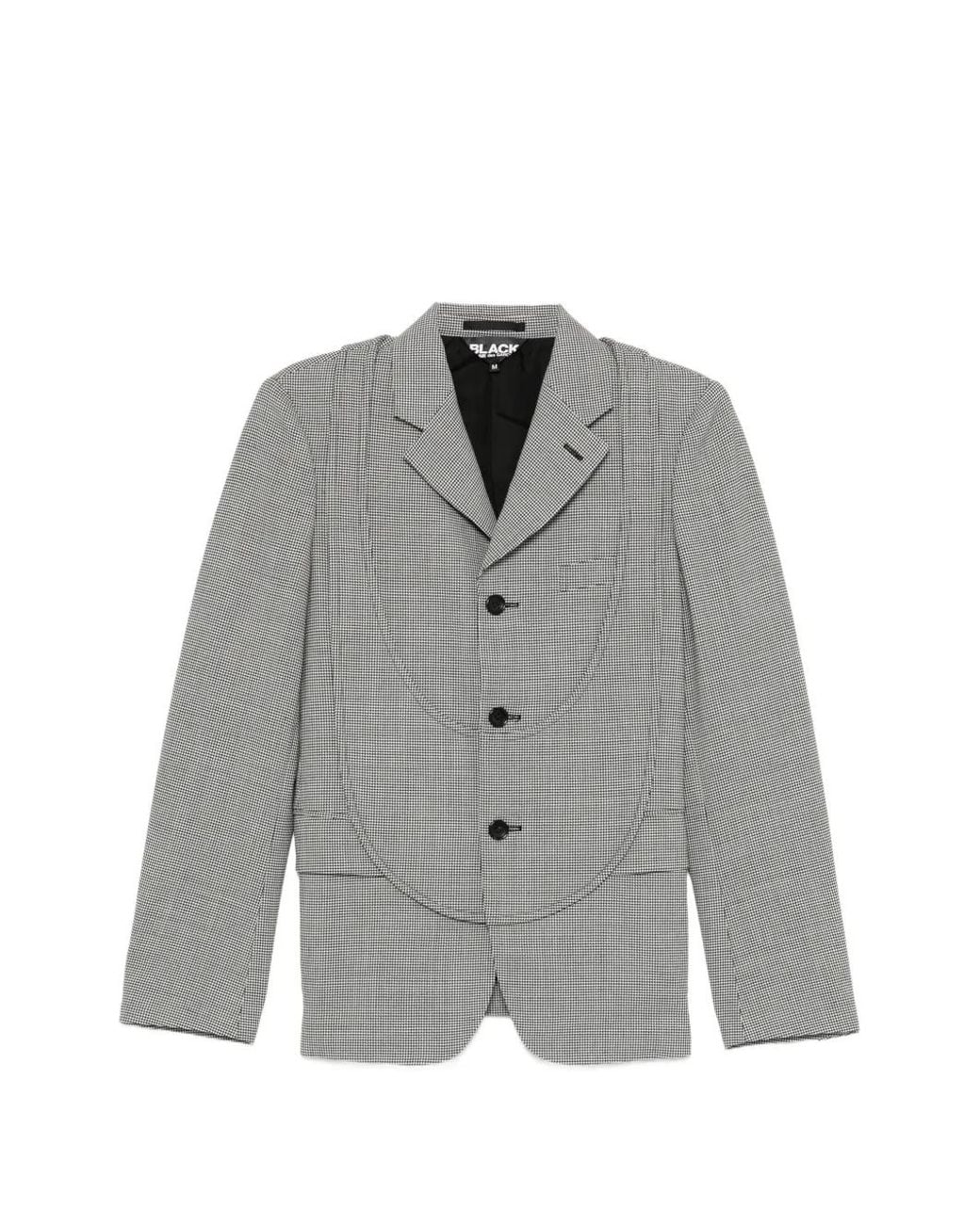 COMME DES GARÇON BLACK Gray Veste À Motif Pied-De-Poule Et Empiècements
