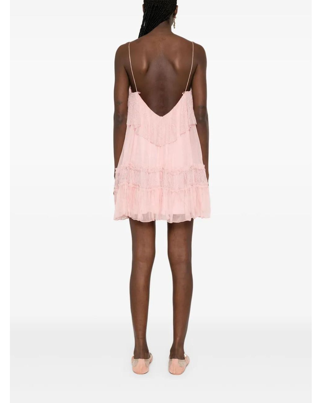 Nissa Pink Lace Mini Dress