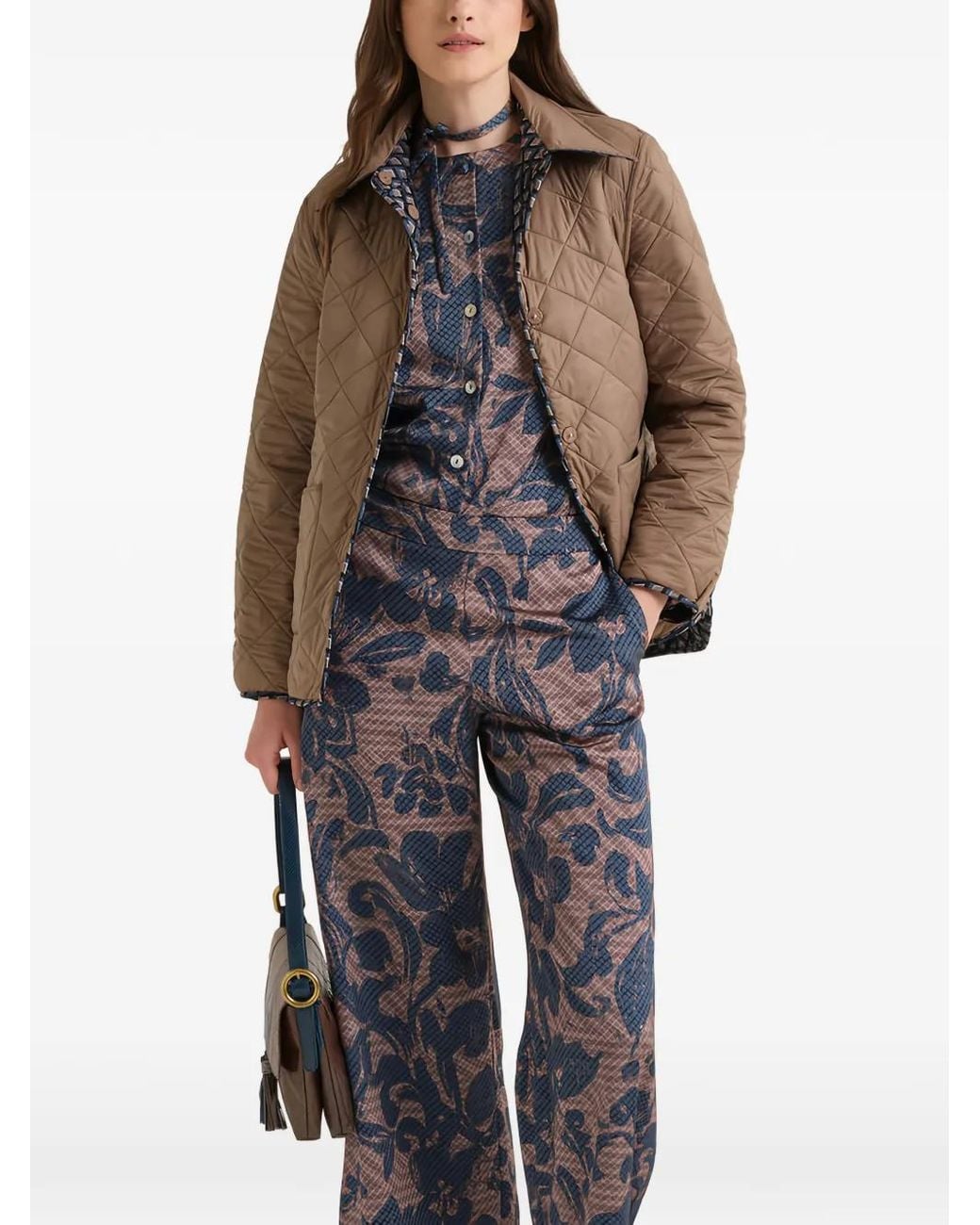 Maliparmi Brown Geometric-Print Reversible Jacket