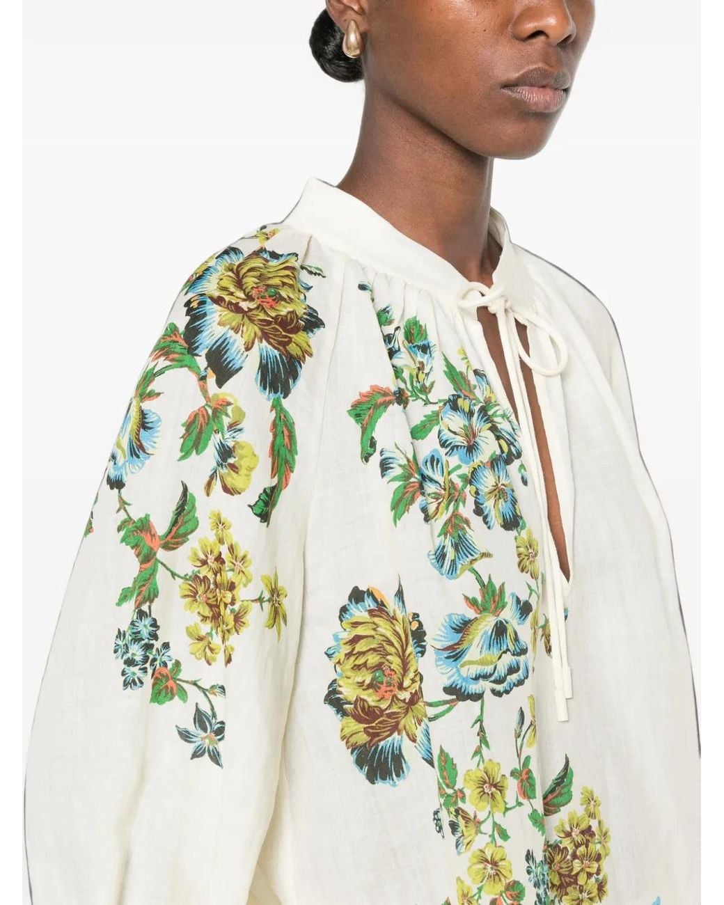 ALÉMAIS White Blouse Phyllis À Fleurs