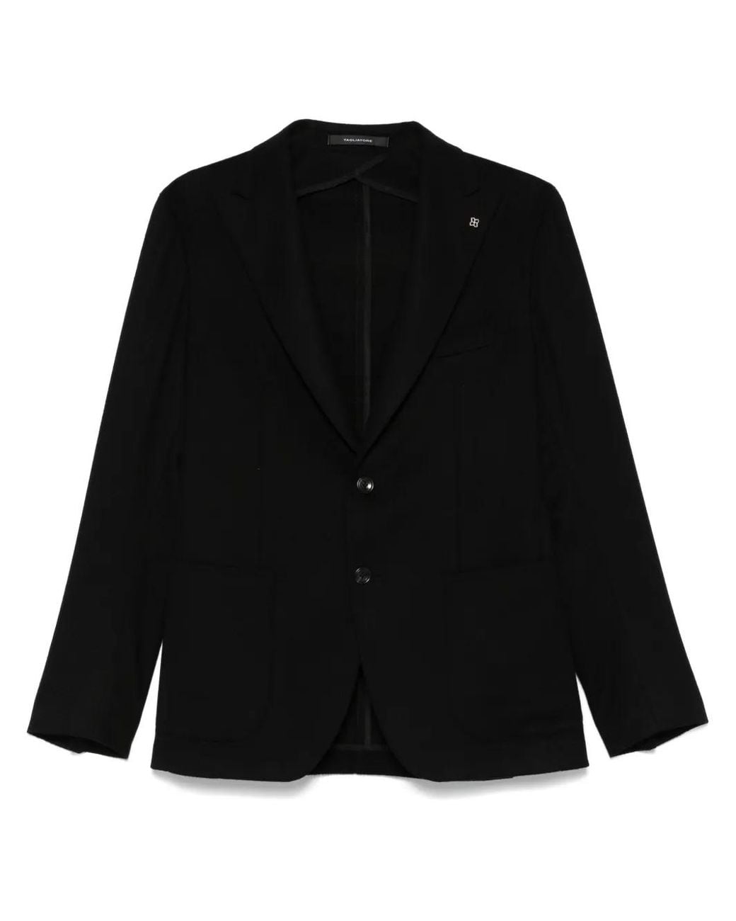 Tagliatore Black Brooch-Detail Virgin Wool Blazer for men