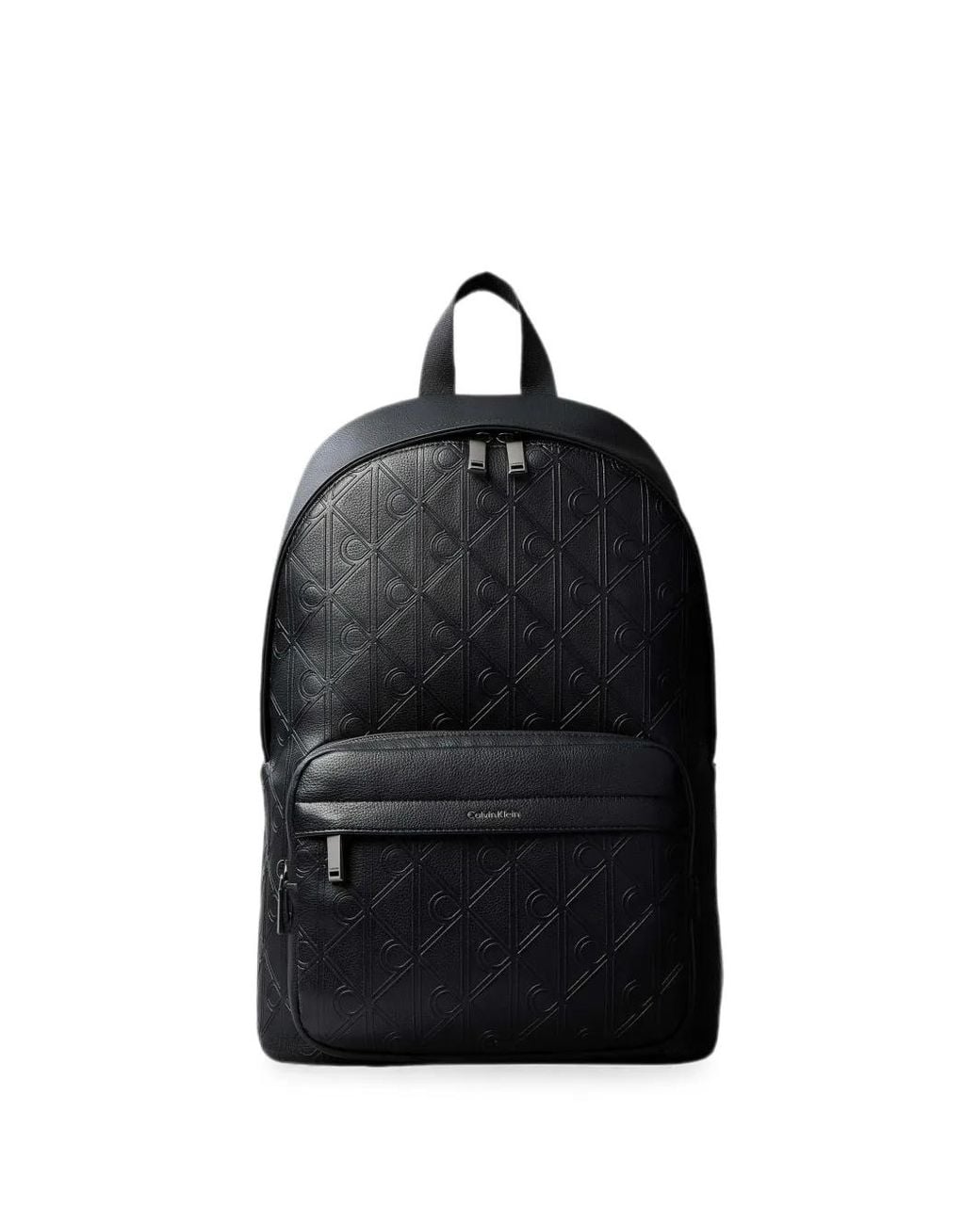Calvin Klein Black Monogram-Embossed Backpack for men