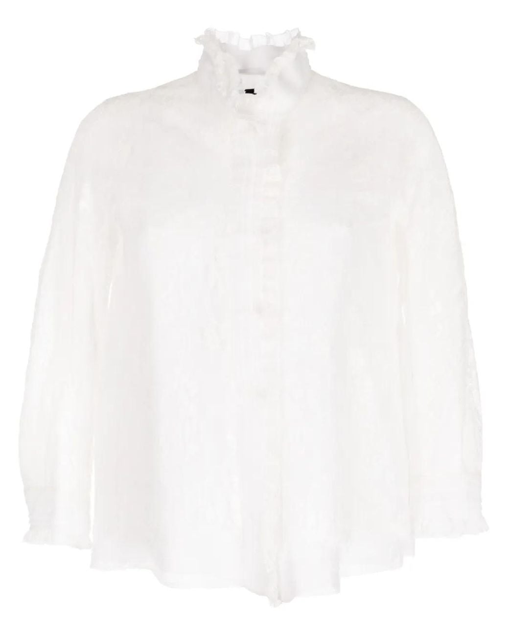 Shiatzy Chen White Organza Lace-Overlay Jacket