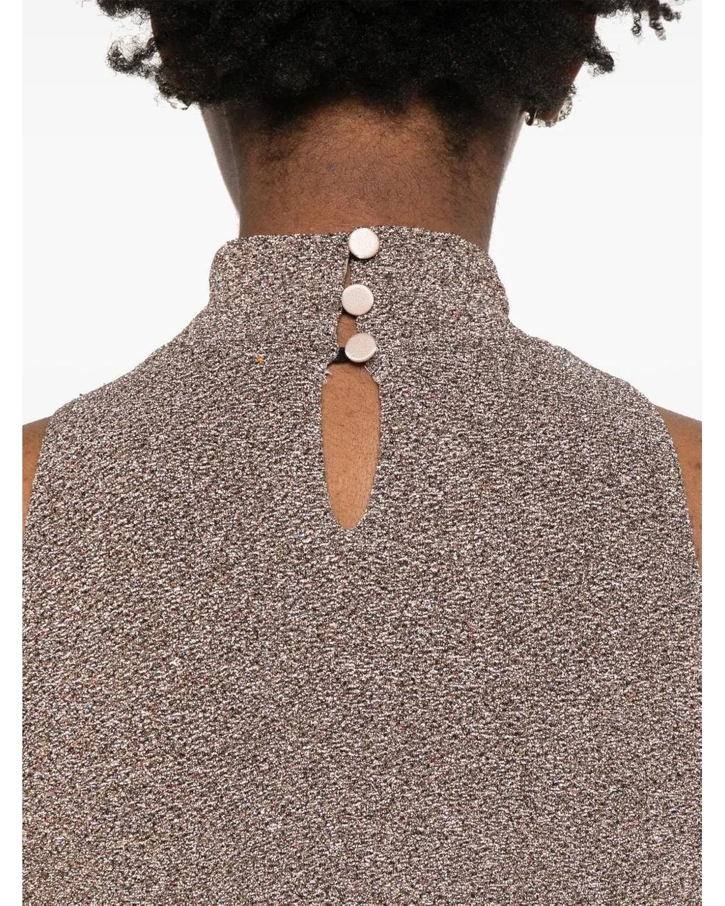 Forte_forte Gray Metallic-Threading Top