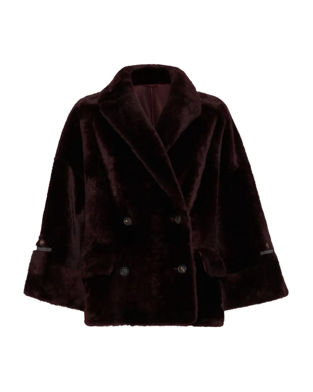 Brunello Cucinelli Black Lamb-fur Double-breasted Jacket