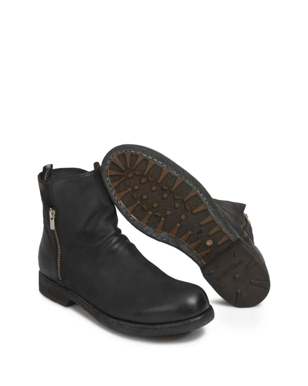 Officine Creative Black Bottines En Cuir À Fermeture Zippée for men
