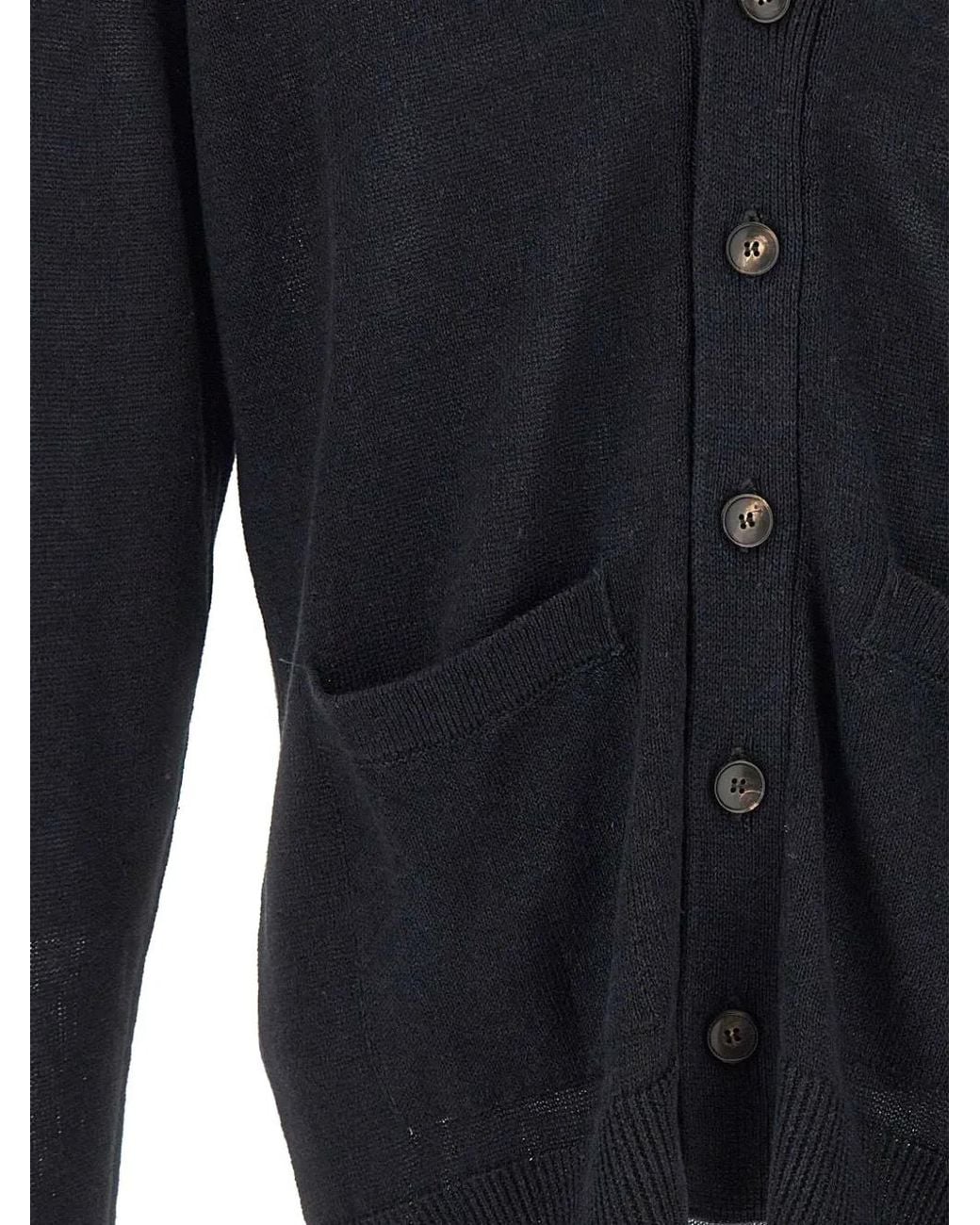 FILIPPO DE LAURENTIIS Blue V-Neck Button-Up Cardigan for men