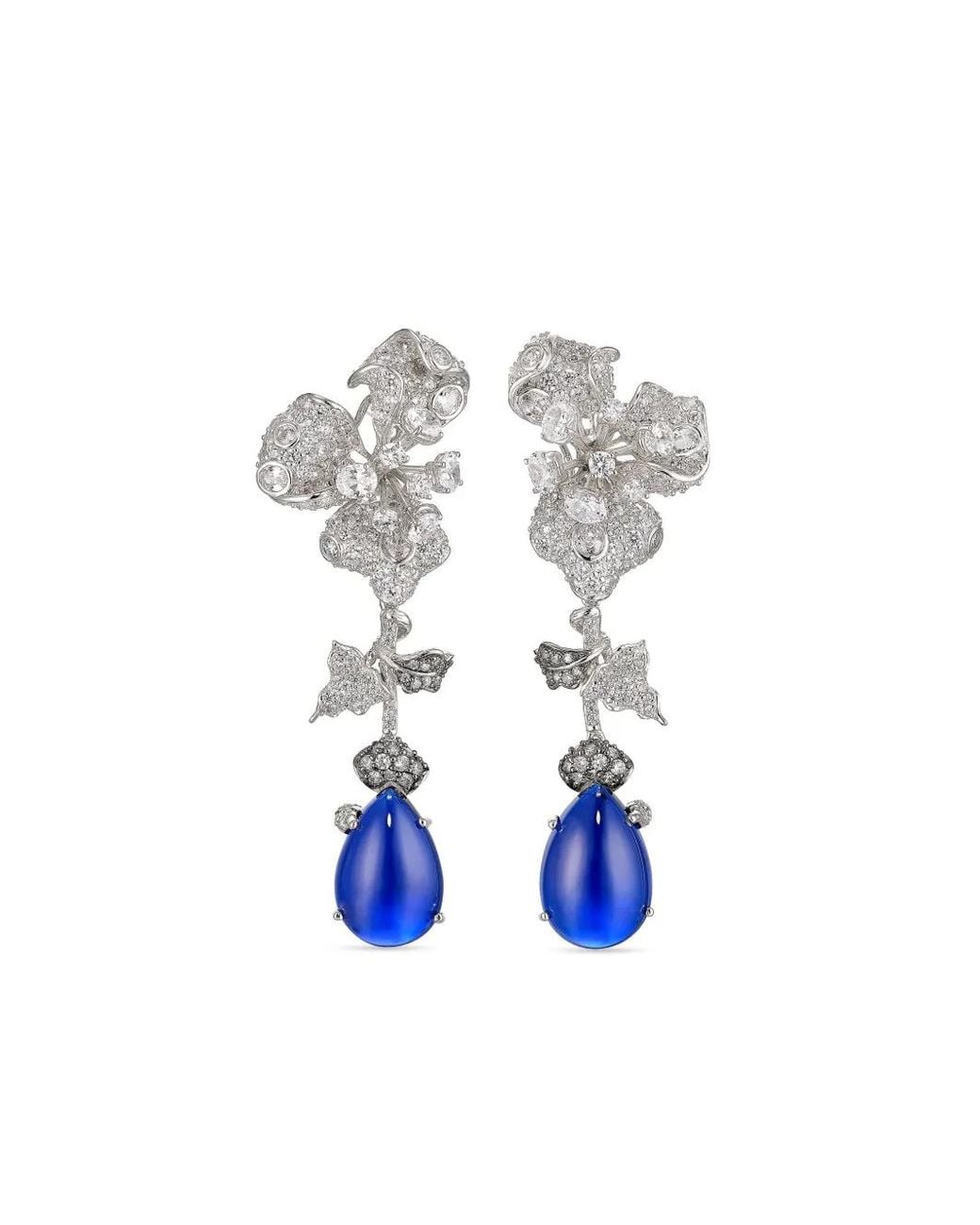 Anabela Chan Blue 18Kt Vermeil Orchid Sapphire And Diamond Earrings
