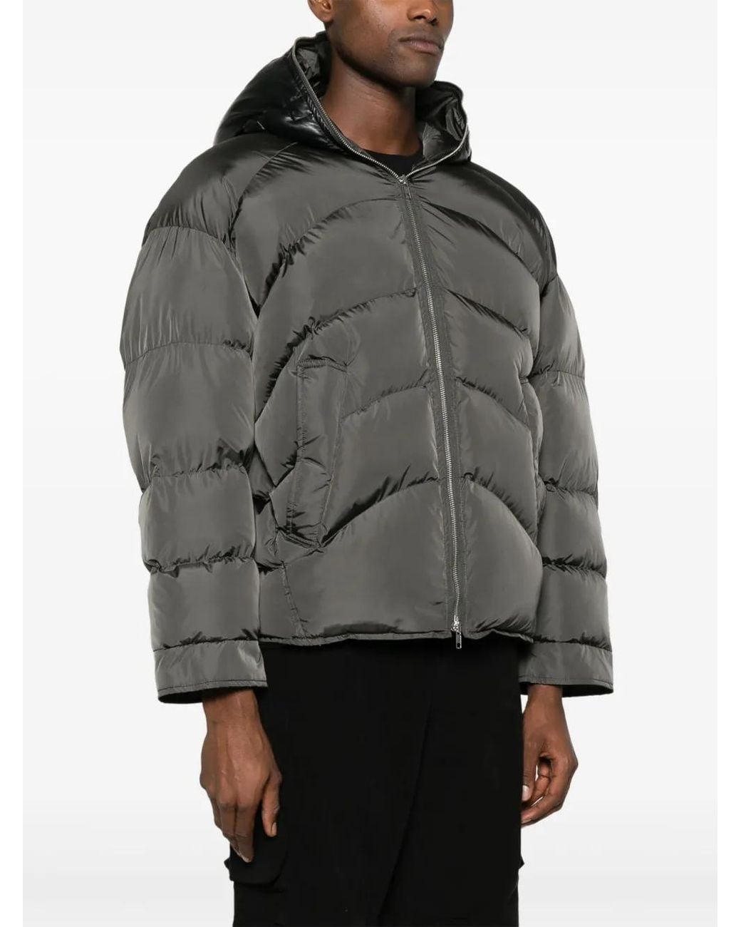 Random Identities Gray Hooded Padded Jacket for men