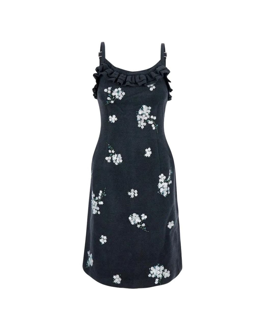 ShuShu/Tong Blue Cami Floral-Embellished Mini Dress