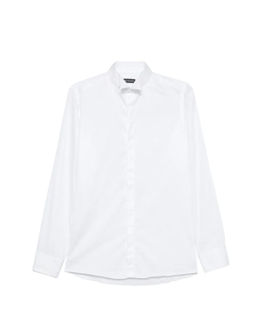 Carlo Pignatelli White Wing-Collar Concealed-Fastening Shirt for men