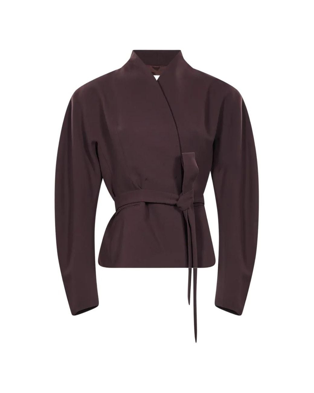 ANDAMANE Red Margaux Belted Wrap-Style Jacket