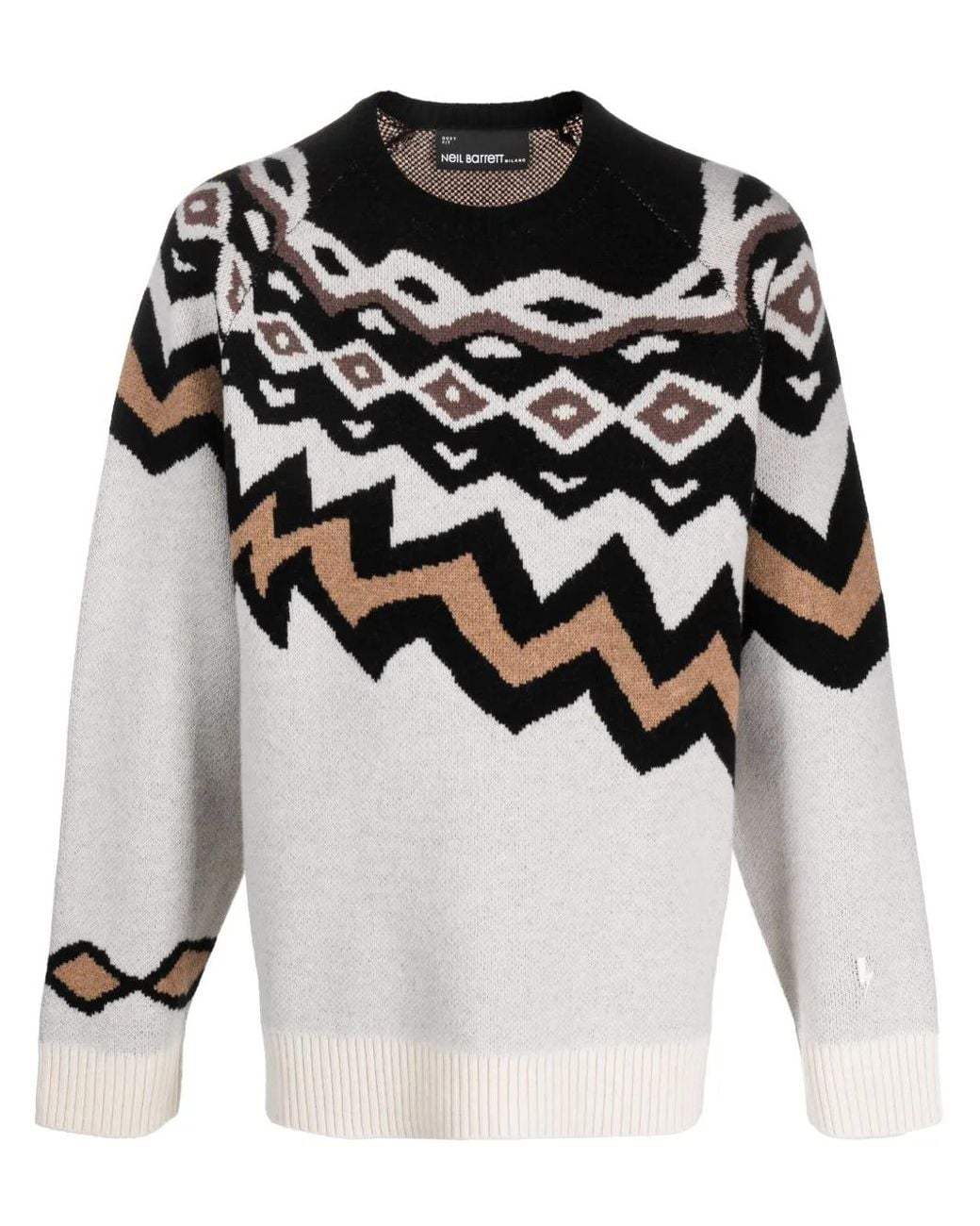 Neil Barrett Black Intarsia-Knit Wool Jumper for men