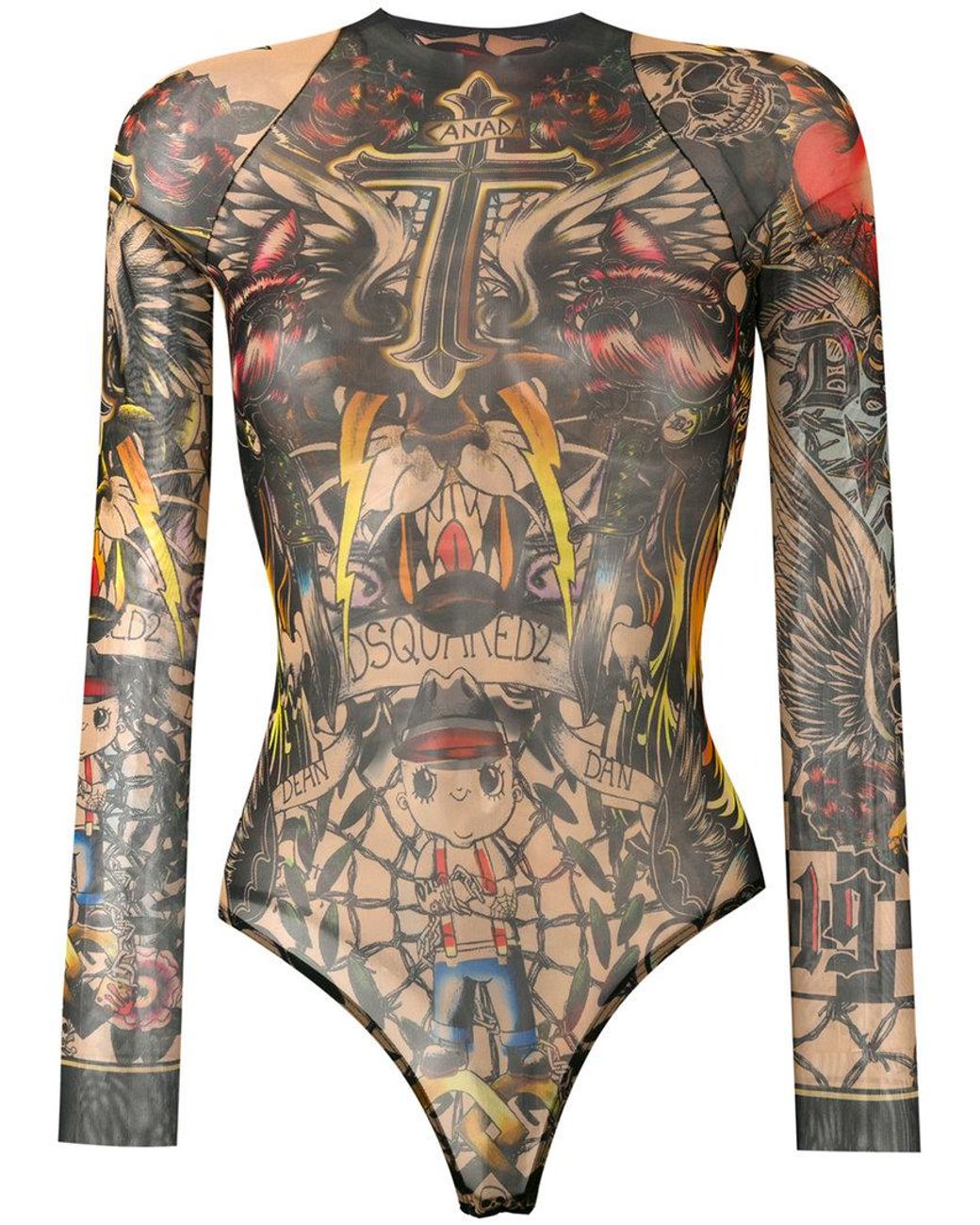 DSquared² Tattoo Bodysuit in Black | Lyst