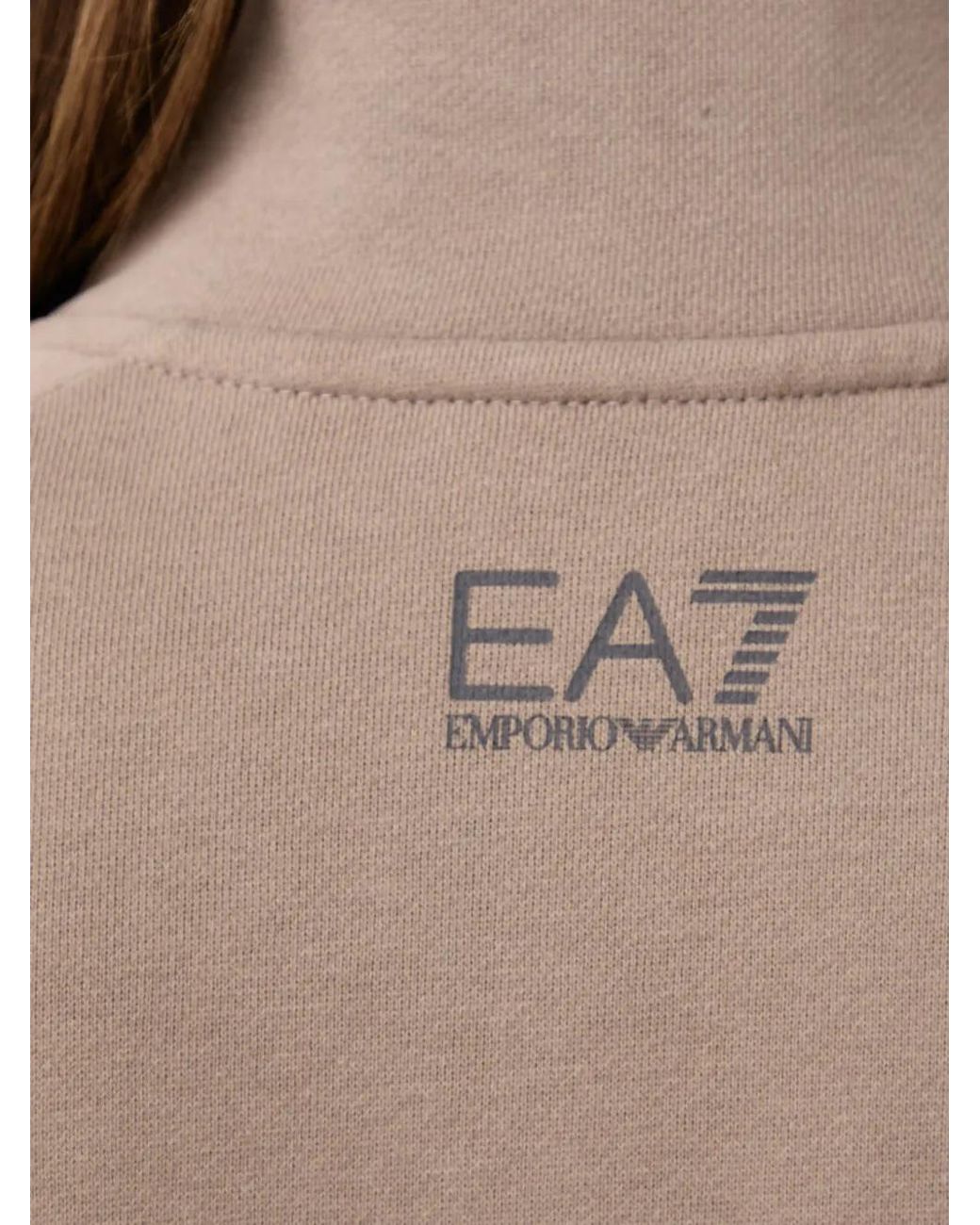 EA7 Brown Logo-Print Zip-Up Sweatshirt