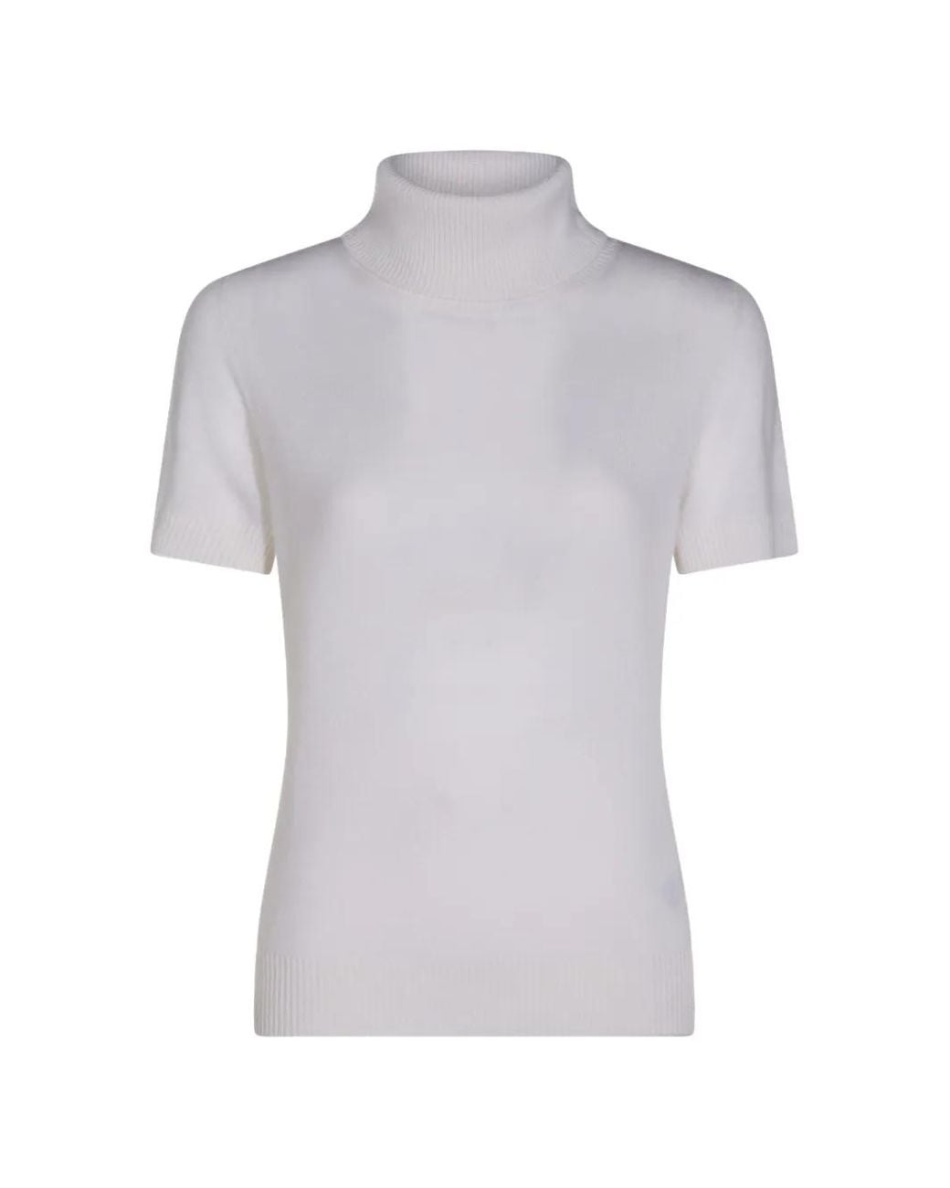 Allude Gray Roll-Neck Short-Sleeve Sweater