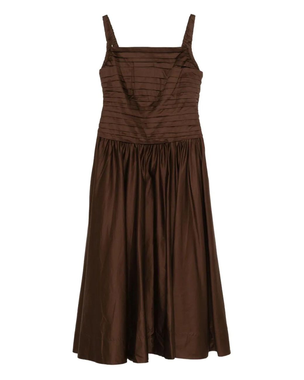 Aje. Brown Star Pleated Midi Dress
