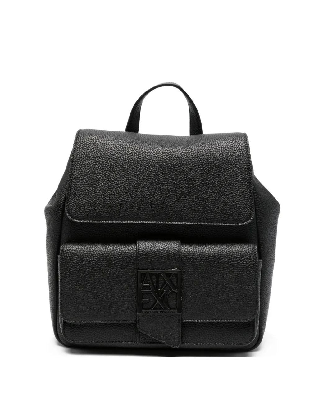 ARMANI EXCHANGE Black Suzy Pebbled Leather Backpack
