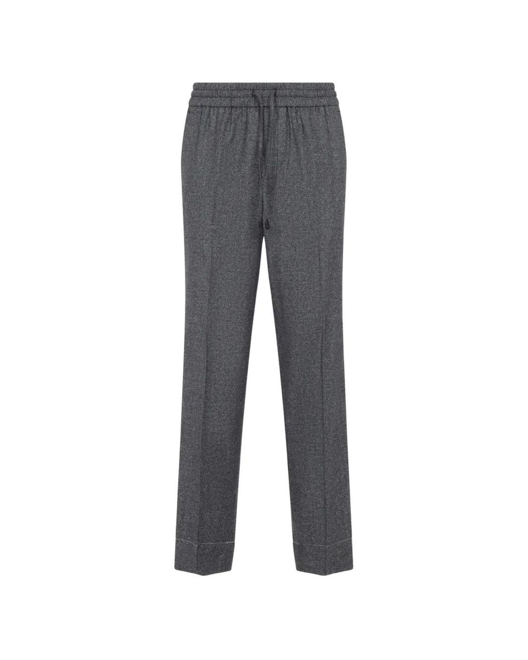 Brioni Gray Asolo Drawstring-Waist Pressed-Crease Trousers for men