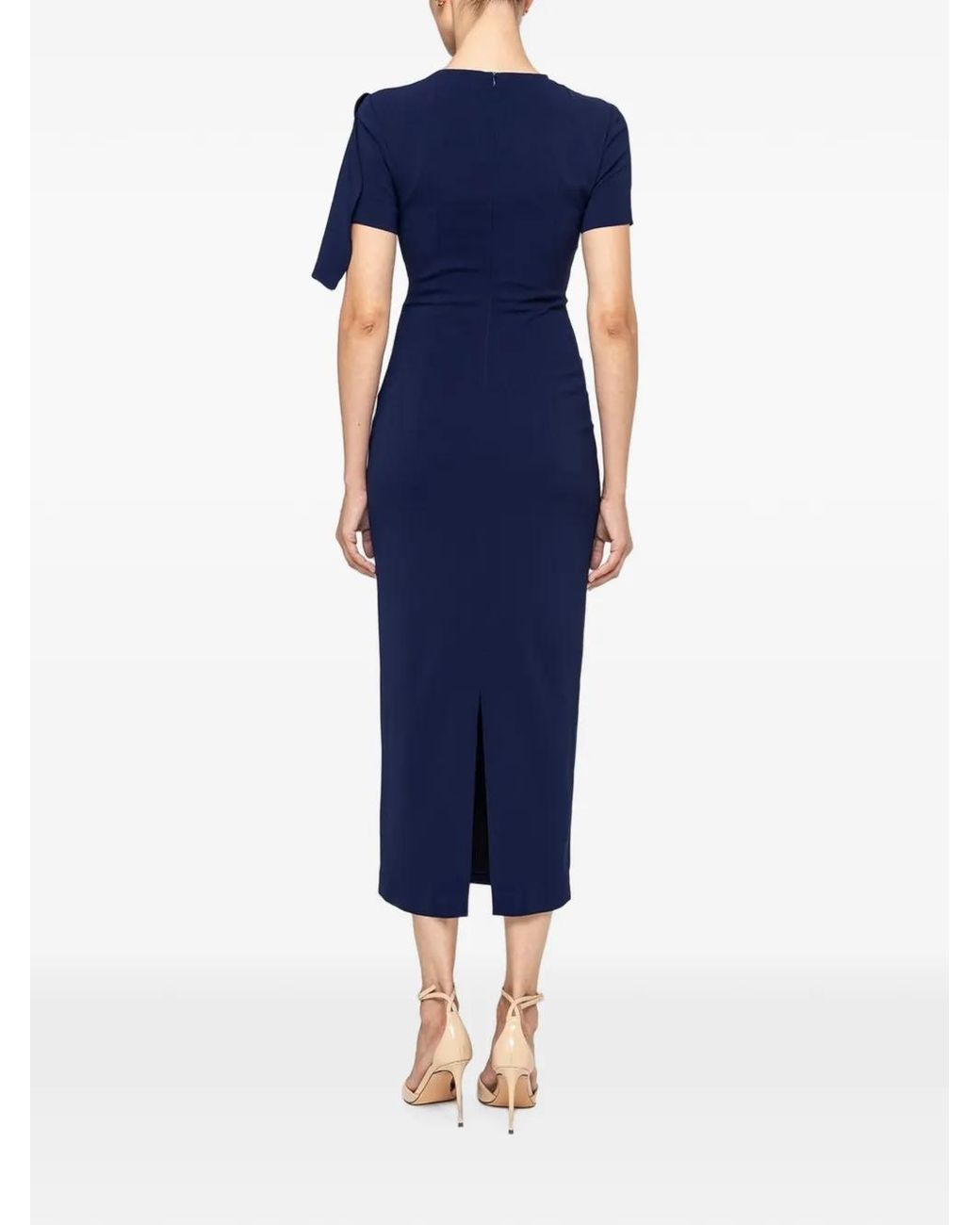 Nissa Blue Fitted Midi Dress