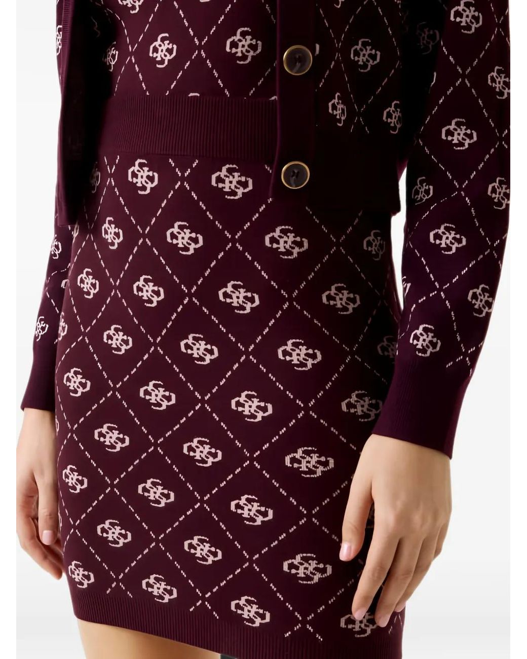 Guess Purple Sarah 4G Monogram-Print Skirt
