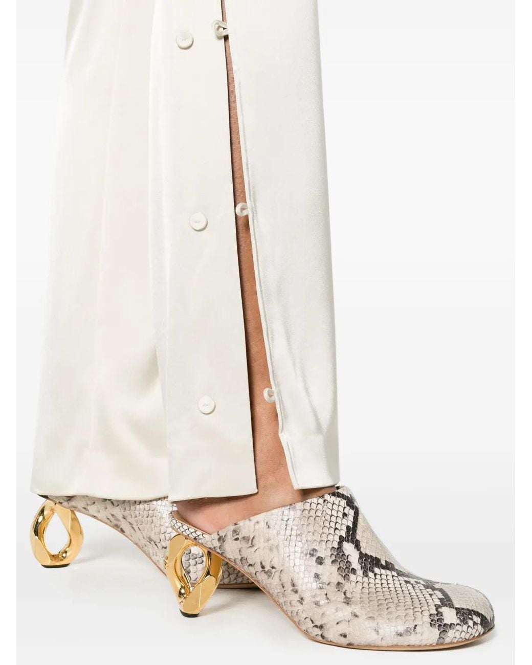 Nanushka White Felina Side-Button Satin Pants
