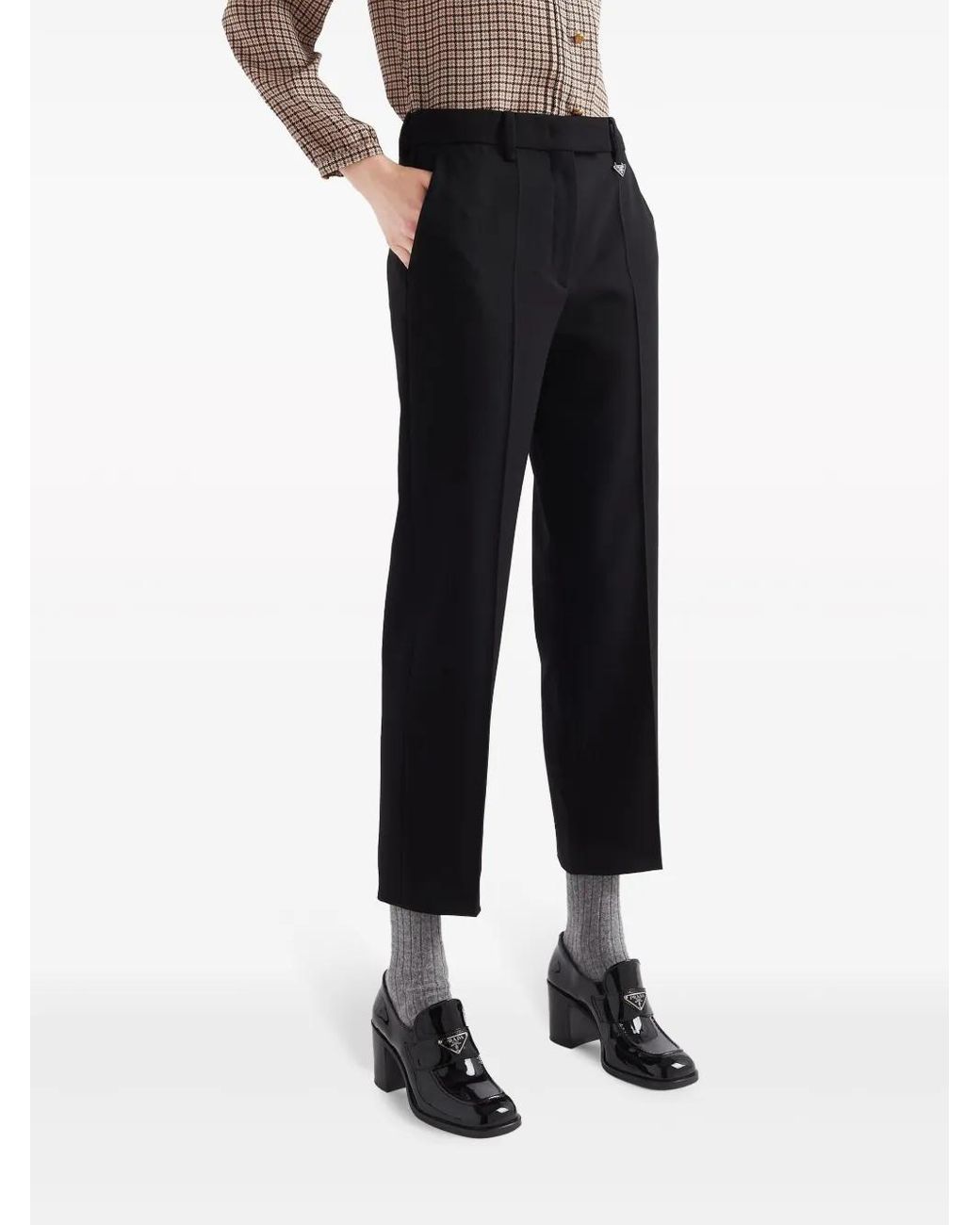 Prada Black Triangle-Logo Trousers