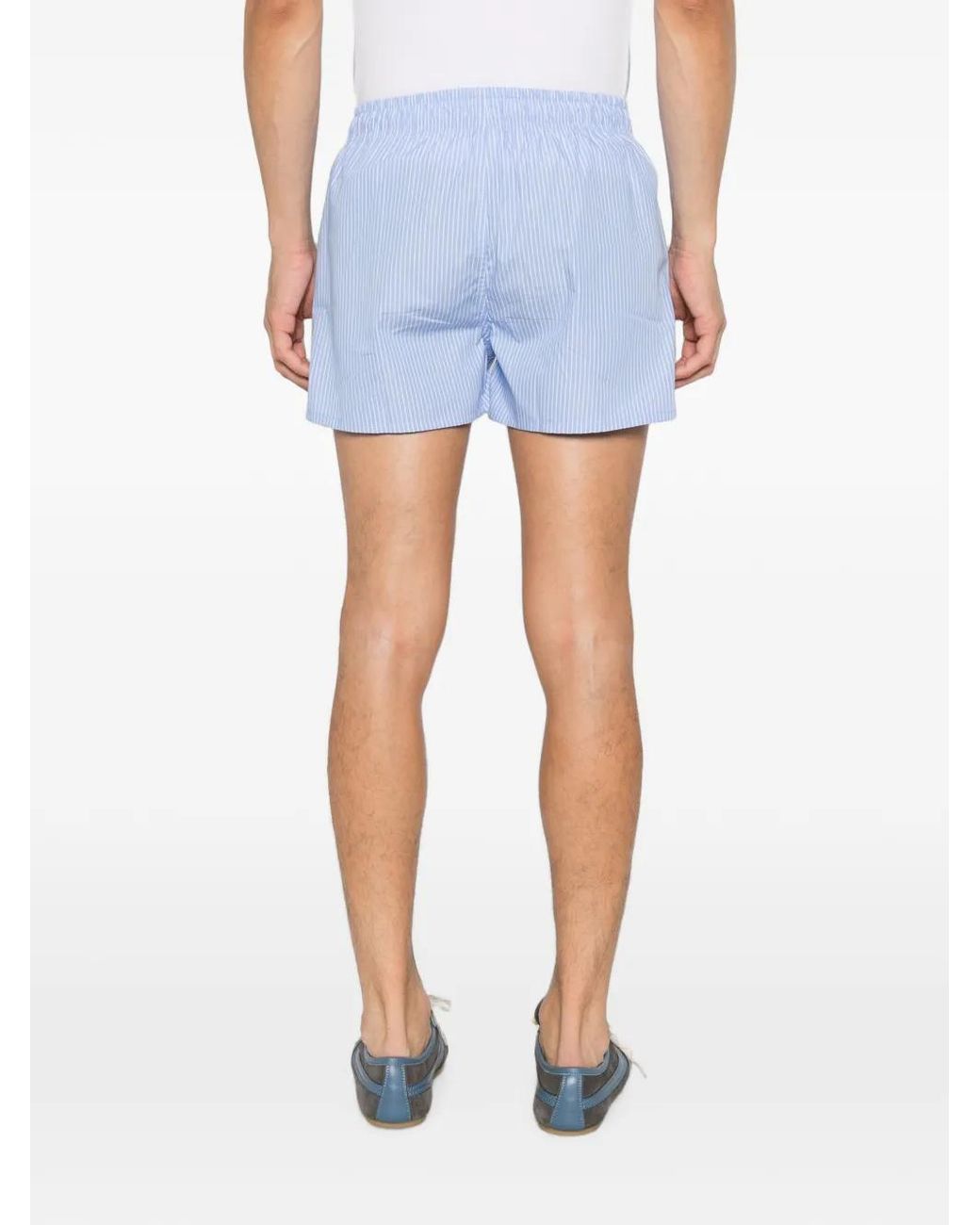 AMI Blue Striped Elasticated Shorts for men