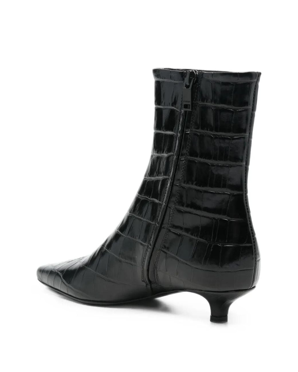 Totême Black Croc-Effect Pointed-Toe Boots