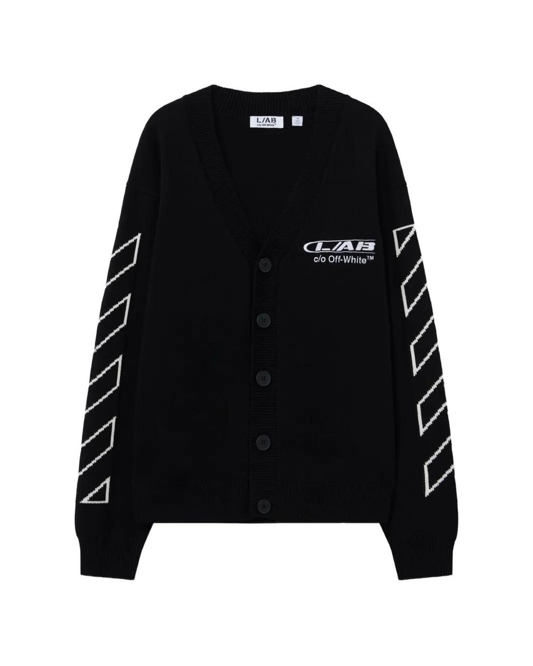 LAB C.O. OFF WHITE Black Off Active Diagonal Knitted Cardigan for men