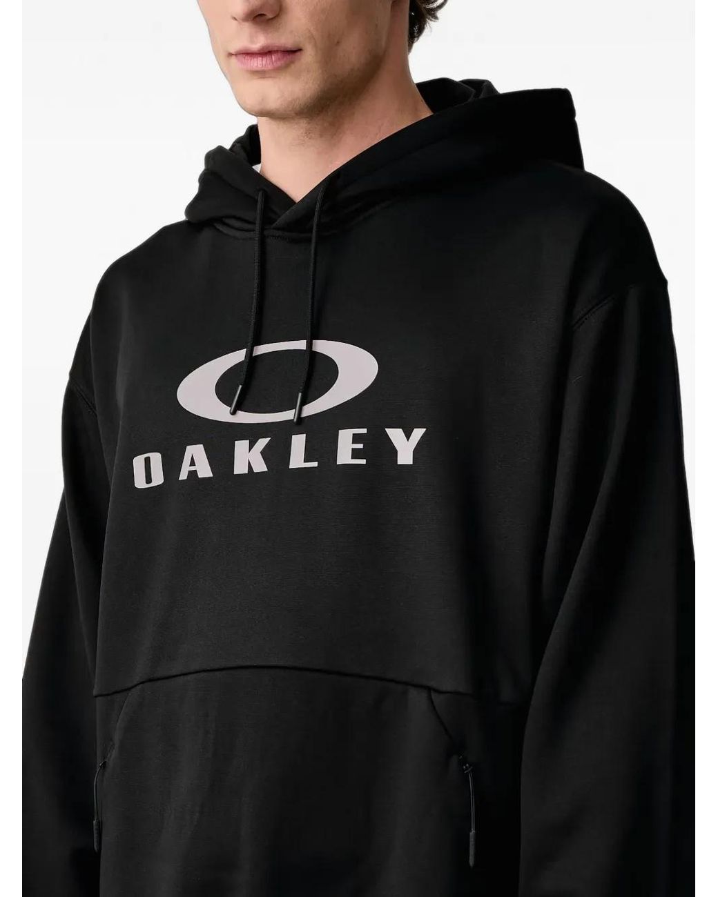 Oakley Black Logo-Print Drawstring Hoodie for men
